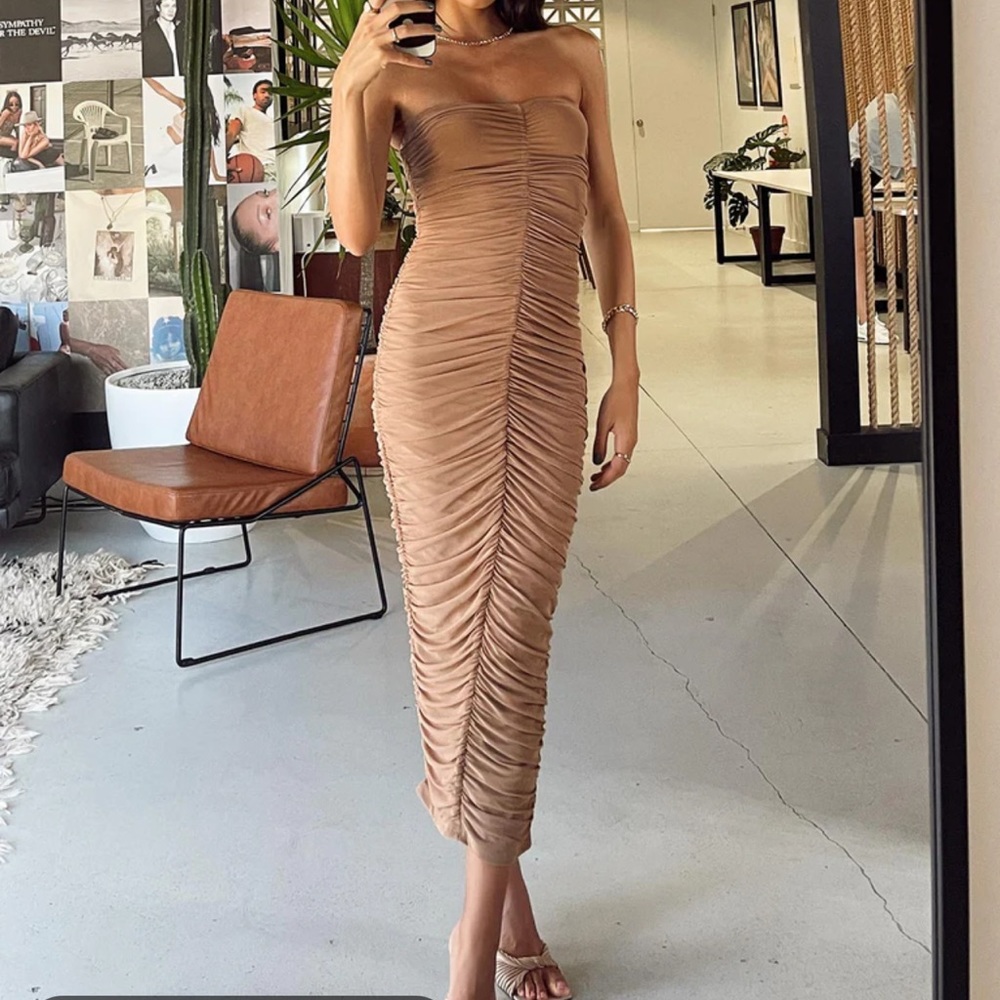 Princess Polly Dania Midi Dress in Brown Size 0